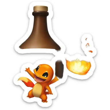 Charmander driking japanese sake sticker