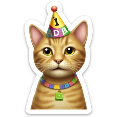 cat wearing a birthday hat winning at scrabble sticker