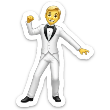 A very short guy dancing in a tuxedo sticker