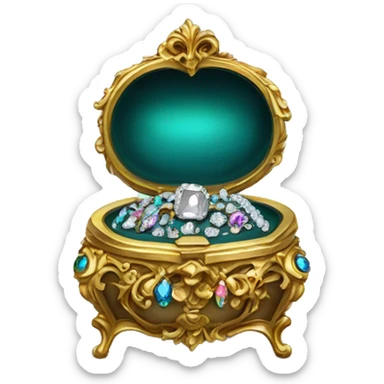 rococo style jewelry box filled with jewels and diamonds sticker