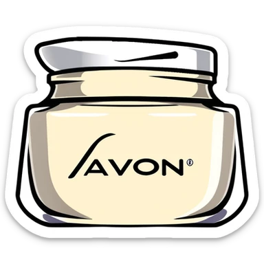 face cream jar with AVON logo sticker