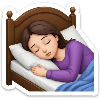 generate a girl brunette sleeping in bed. she looks sad sticker