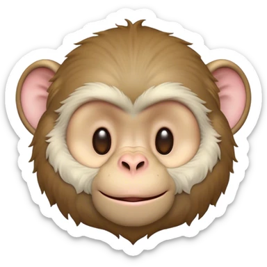 Beautiful and Majestic Cheeky Macaque Portrait Emoji, Head resting in a relaxed, contented smirk with eyes half-closed in a dreamy, playful slumber, showcasing soft, gently ruffled fur and a compact, agile build, Simplified yet exquisitely endearing features, highly detailed, glowing with a soft, radiant light, high shine, serene yet mischievous, stylized with an air of refined playful charm, soft glowing outline, capturing the essence of a beautiful and majestic macaque that embodies both cheeky humor and gentle elegance! sticker