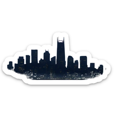 nighttime cityscape with silhouettes  sticker