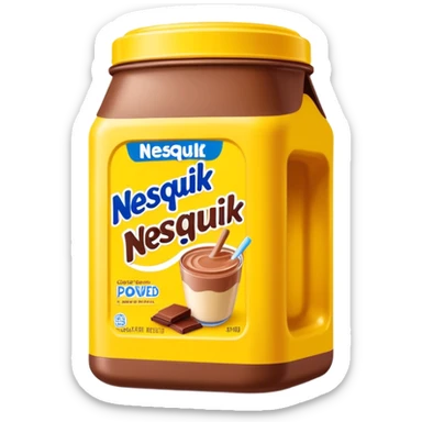 Nesquik chocolate milk powder in its iconic yellow container sticker
