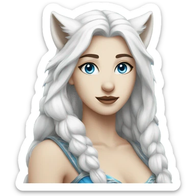 female white wolf blue eyes goddess sticker