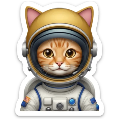 Astronaut with helmet closed rides cat sticker