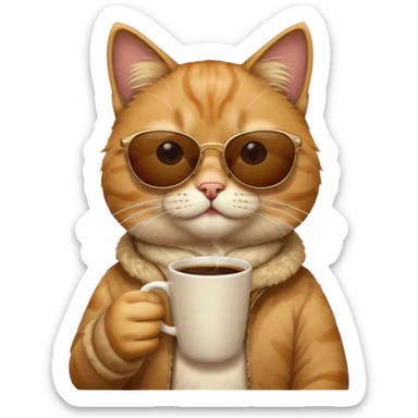 sunglasses cat drink coffee sticker