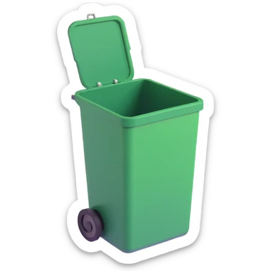 Draw a Pixar-style trash can. The view should be at an angle, as in the reference. Do not use the face, eye, and mouth. sticker