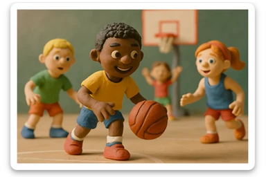 children playing basketball sticker