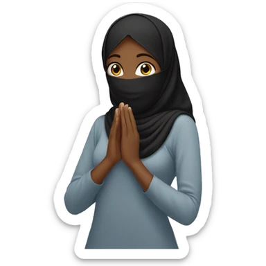 Black Hijabi girl with covering her face with her hand sticker
