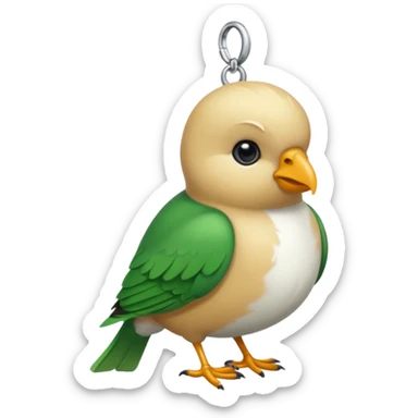 un oiseau classique vert avec un collier autour de son coup avec des breloque argentées et un seul poil blond qui fait une petite bouclette sur le front  sticker