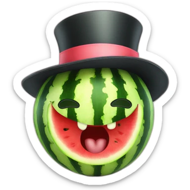 Happy Watermelon slice wearing a top hat sticker