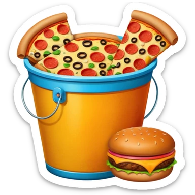 ganarate a emogi a bucket of food with pizza buerger coffee sticker