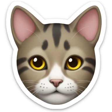 Cat with a cute bow and a yellow nose with black whiskers sticker