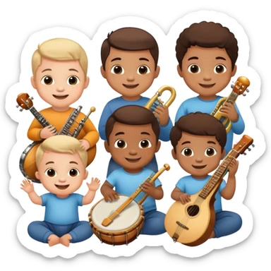 baby boys with instruments smiling sticker