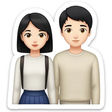 Two best friends one boy with black hair, one girl with black hair   sticker