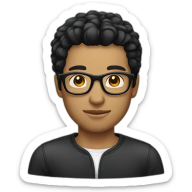 male designer black hair glasses sticker