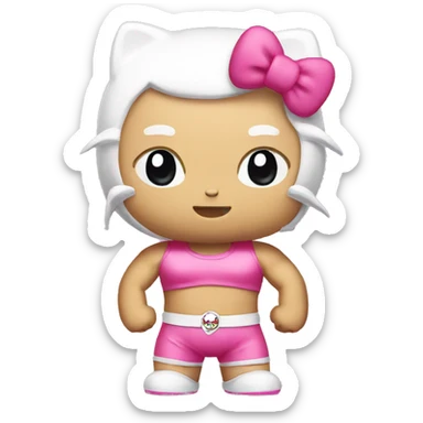 muscle hello kitty sticker