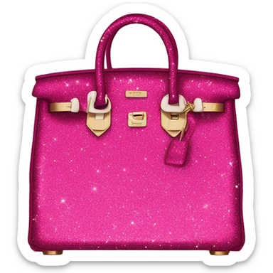 Hot pink glitter sparkle birkin bag sticker
