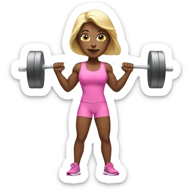 White woman wearing pink lifting weights sticker