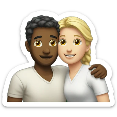 White Couple hugging each other sticker