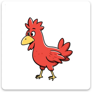 Red chocobo from Final Fantasy, large red bird-like mount with yellow beak sticker