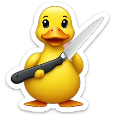 yellow duck holding a knife  sticker