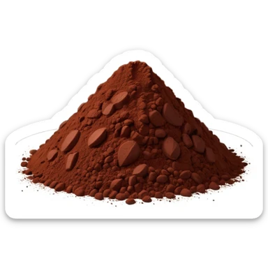 cocoa powder pile, fine, rich dark brown, matte velvety surface, smooth and airy, softly contoured, no spoon or tin, just the powder, soft lighting, emoji scale sticker