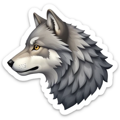 gray wolf head profile view, side view sticker