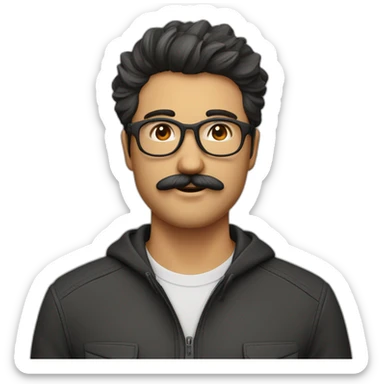 hombre joven 22 años, bigote fino y lentes de carreara de bici sticker