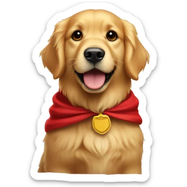 Golden retriever with a red cape sticker