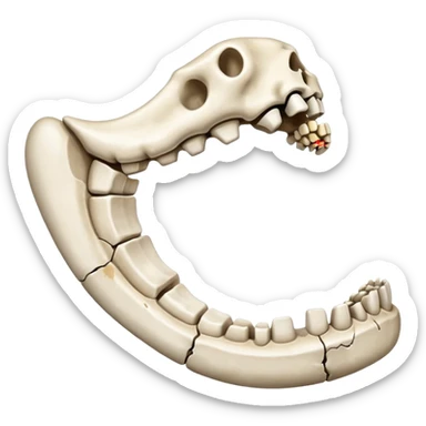 Detached jawbone lying cracked on the ground. sticker