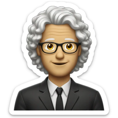 White man with golden curly hair and glasses sticker