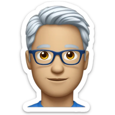 Blue polo strong white guy with glasses sticker