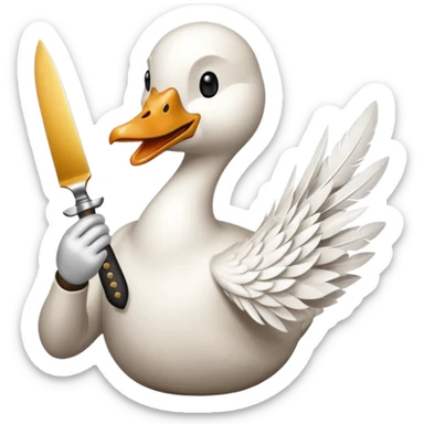goose holding knife in mouth sticker