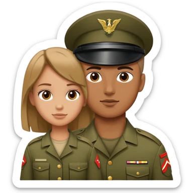 Army guy behind a girl sticker