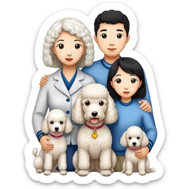 Asian Four Family and a white standard poodle sticker