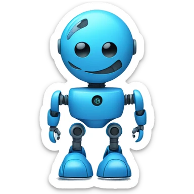 An AI robot, with digital elements in the background to emphasize its mental abilities in blue color sticker