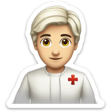 Andrea Montella seriously blessing like the popewith doctor dress sticker