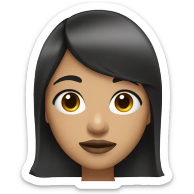 Woman with black hair and bangs with a round face and thick lips sticker