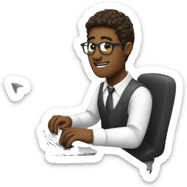 programmer working on his computer and earn money from his computer  sticker