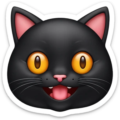 emoji de gato negro riéndose con lagrimas de risa y ojos entrecerrados😹 sticker