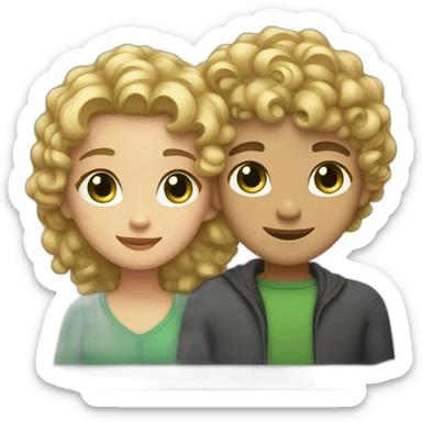 Light skin men with curly hair hugging a curvy blond hair girl with green eyes sticker
