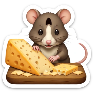 make a rat eating cheese sticker