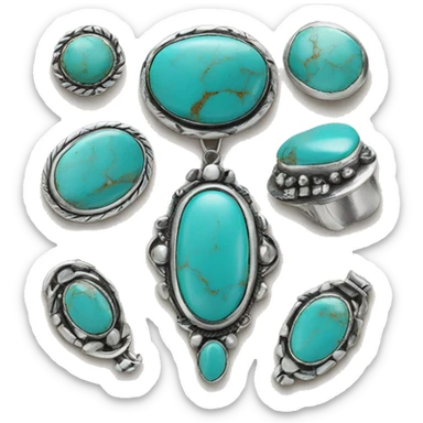 Western silver turquoise jewelry  sticker