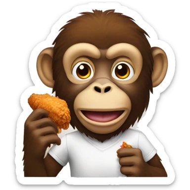 Monkey eating fried chicken  sticker