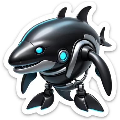 tubby black cyberpunk orca robot sticker