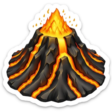 Volcano erupting gold sticker