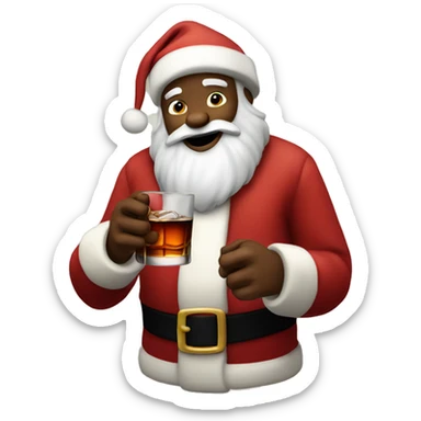 Santa drinking bourbon sticker